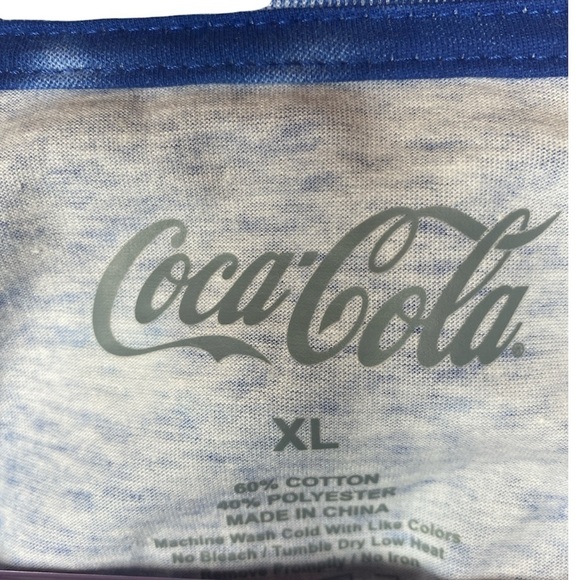 Coca Cola Women’s Crop Top T-shirt Red. Blue Tie Dye Oversized Size XL w/ Bandn. - Picture 3 of 7